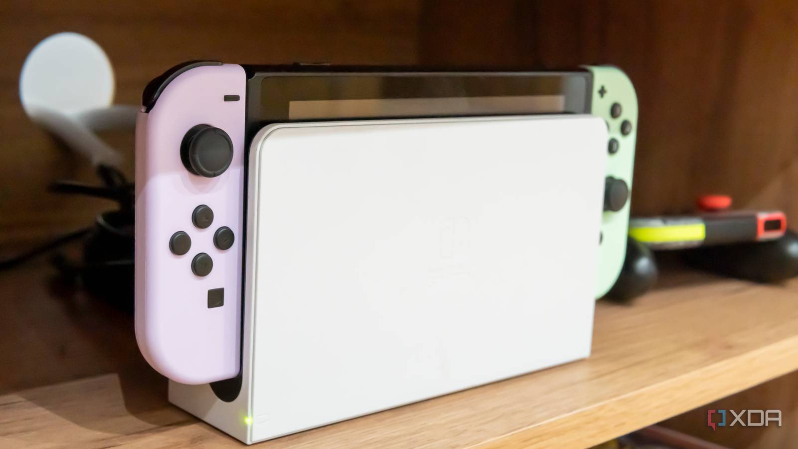 A Nintendo Switch dock placed in its dock