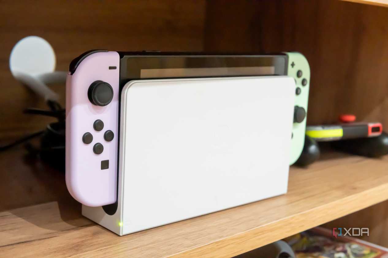 A Nintendo Switch dock placed in its dock
