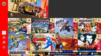 Screenshot of the list of Nintendo 64 games available on the Nintendo Switch