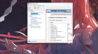 A screenshot showing the 3d settings page on NvCP on a Windows PC.