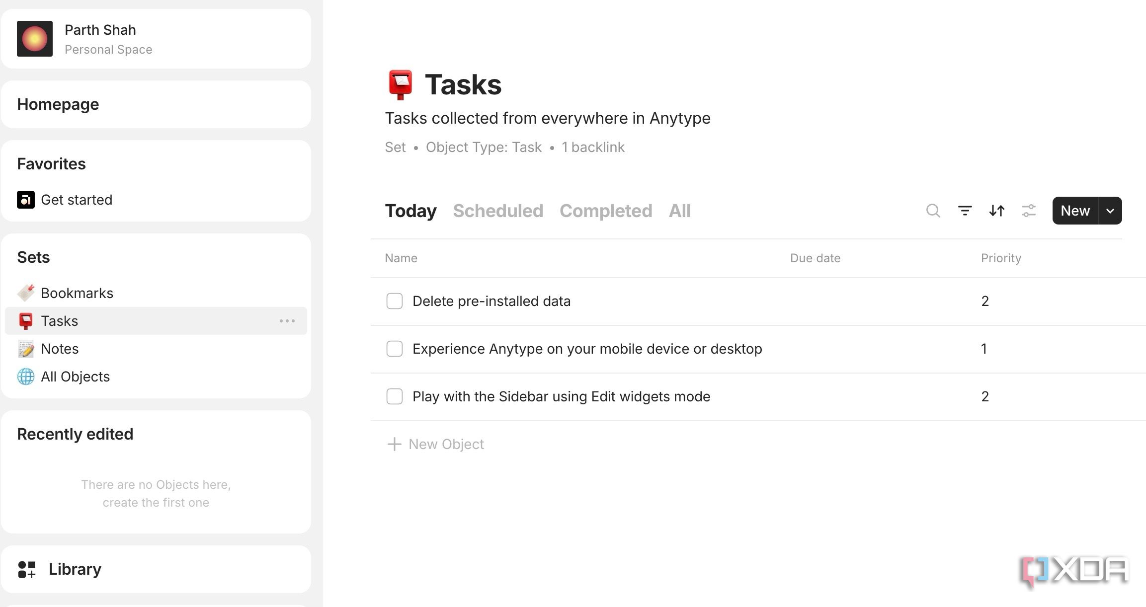 Anytype tasks