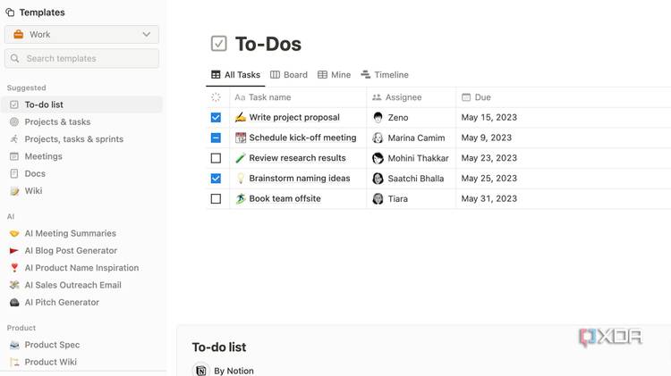 notion templates