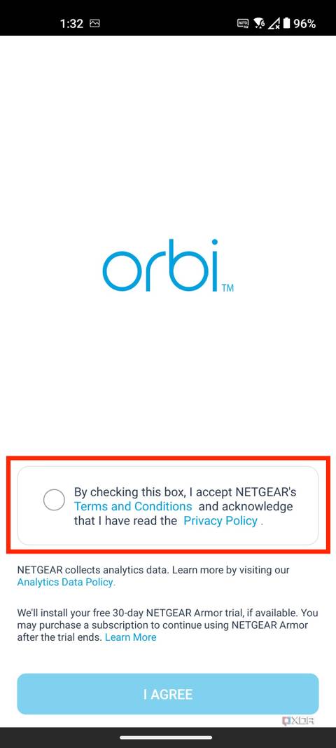 Orbi app login accept T&Cs