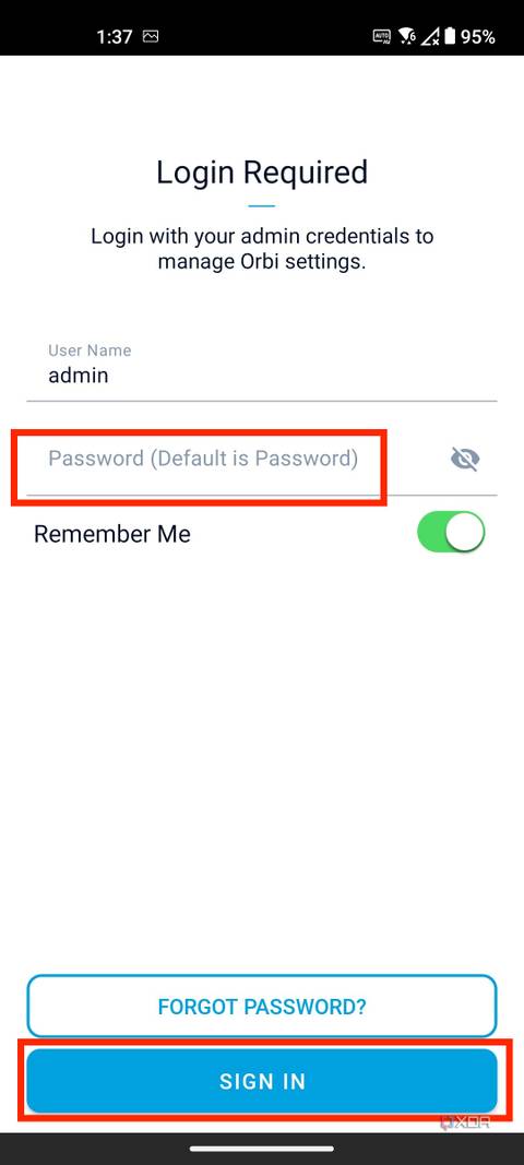 Netgear Orbi App enter local password