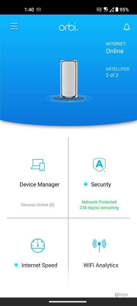 Netgear Orbi App main page
