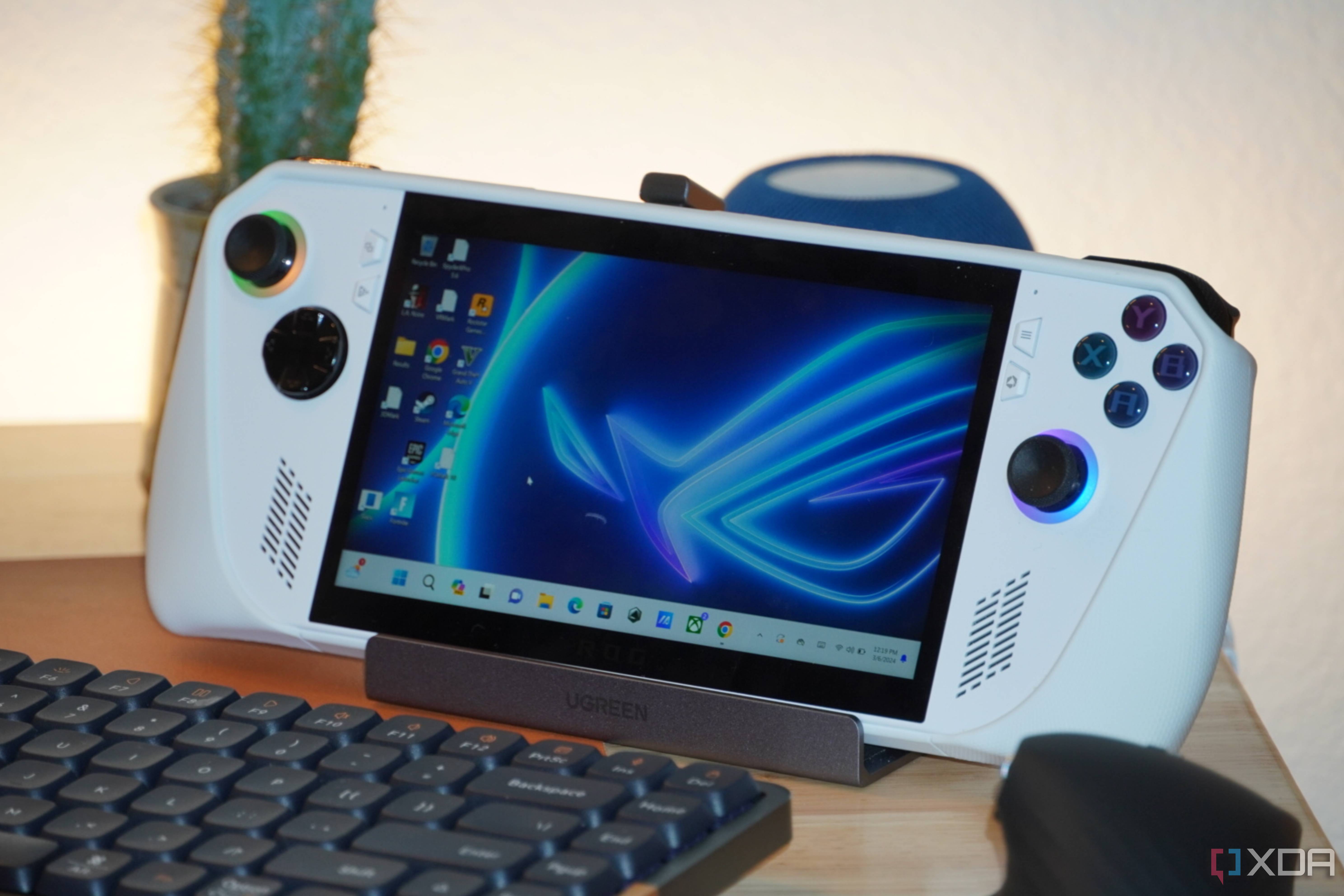 The ROG Ally on a USB dock.