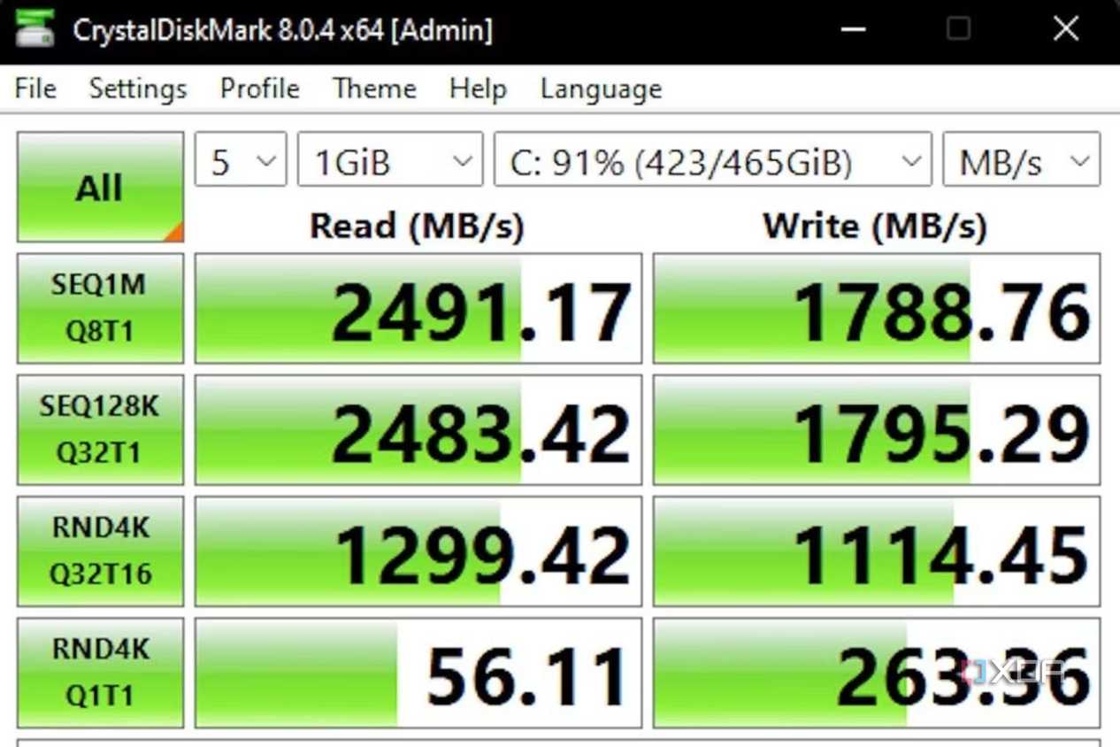 A screenshot showing CrystalDiskMark test results for a PCIe 3.0 SSD.