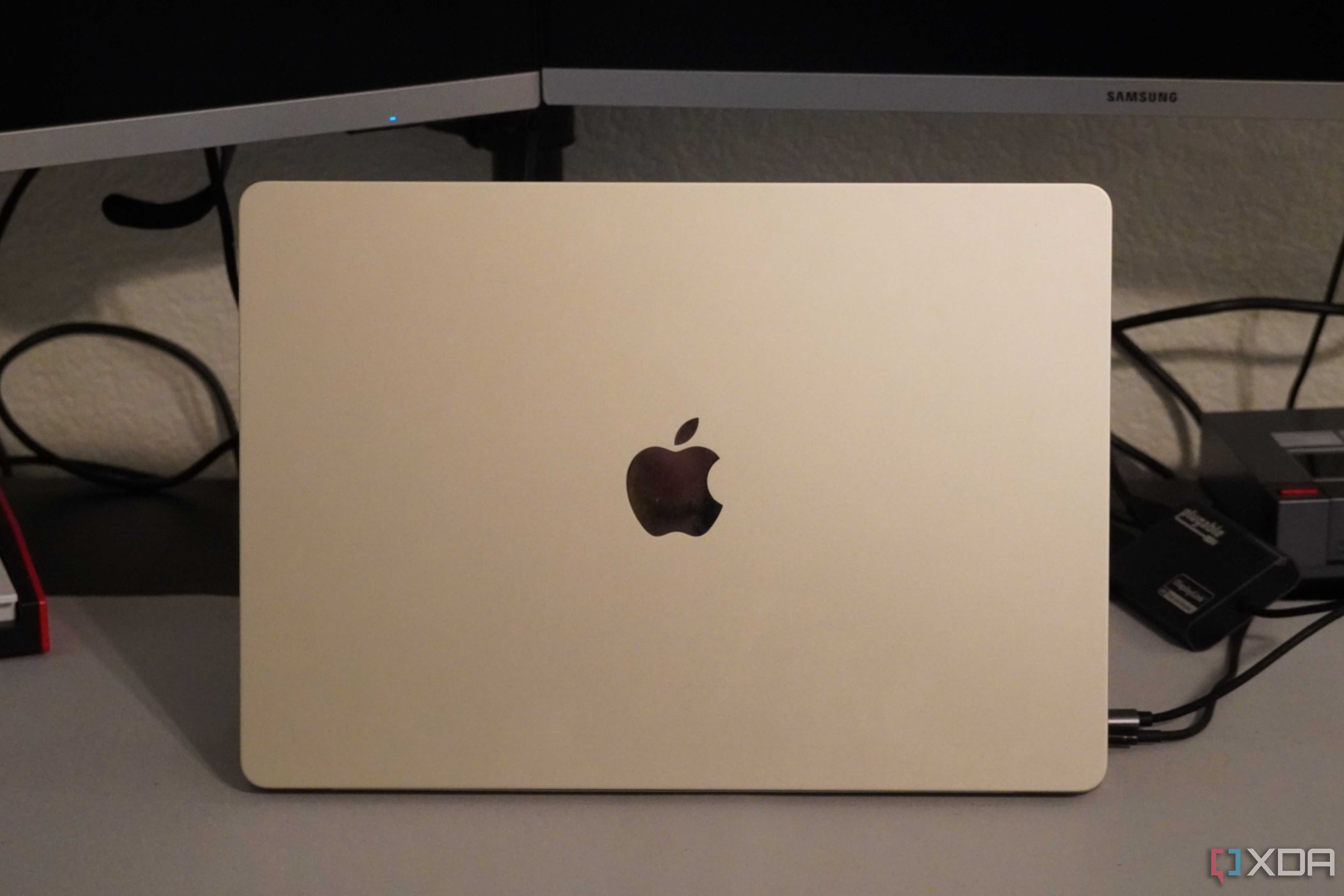 A MacBook Air connected to a plugable dock.