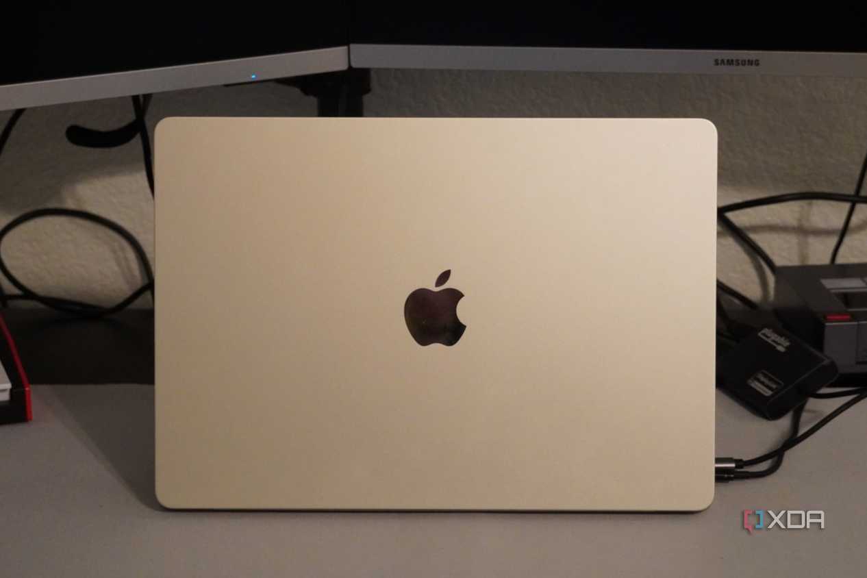 A MacBook Air connected to a plugable dock.