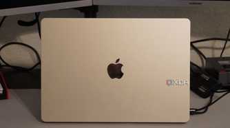 A MacBook Air connected to a plugable dock.