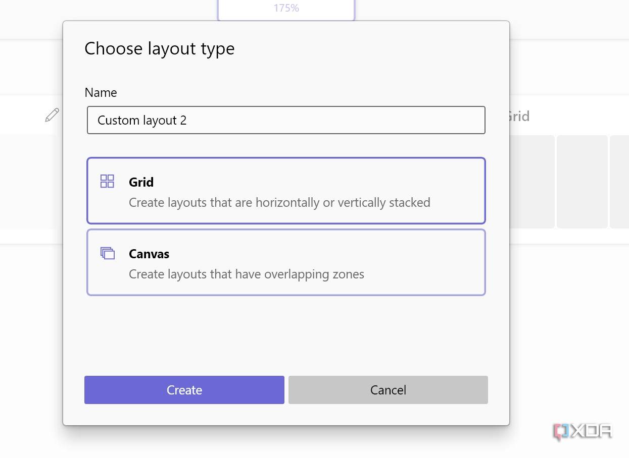choose layout type in FancyZone