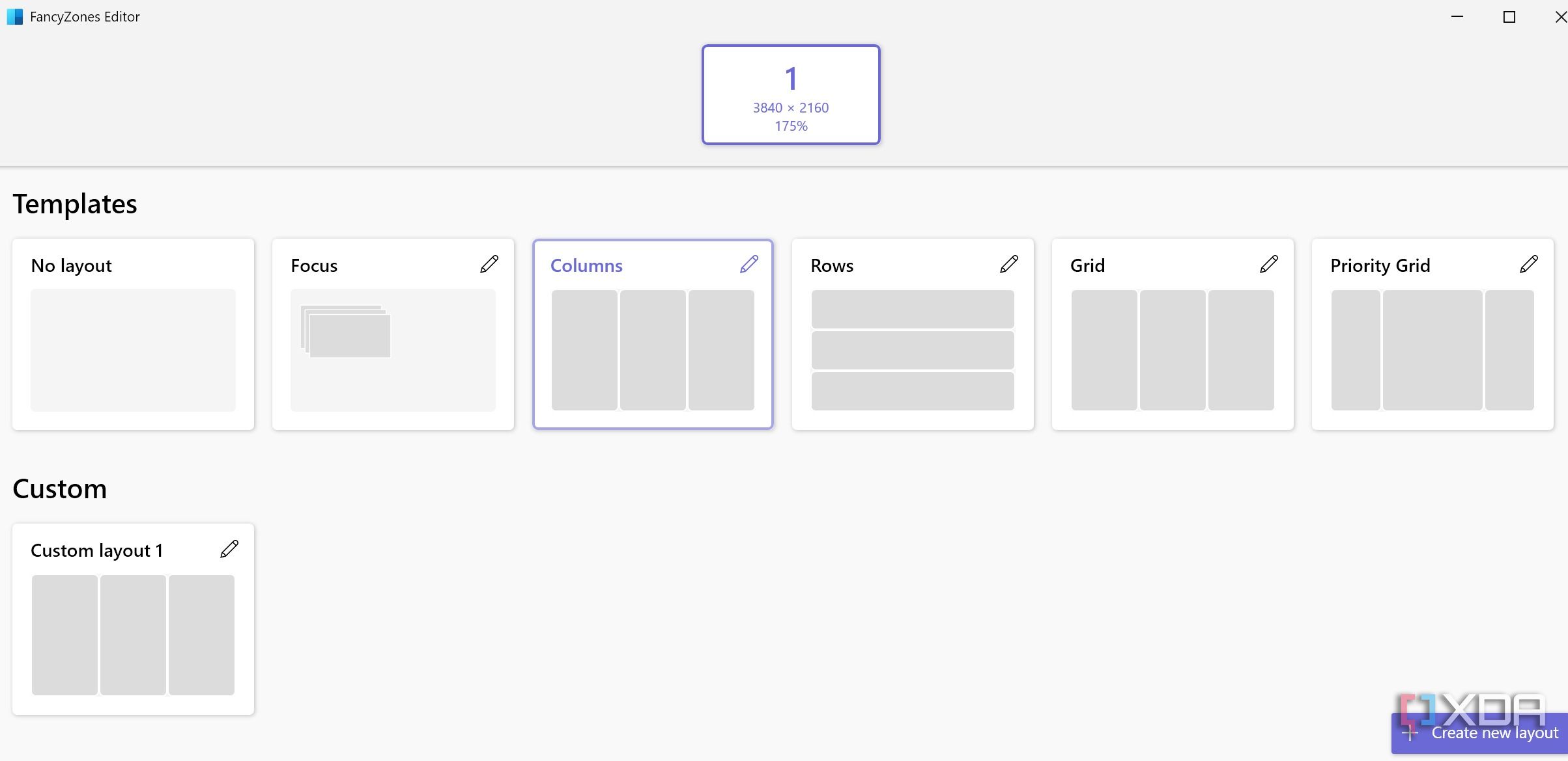 layout presents in FancyZone