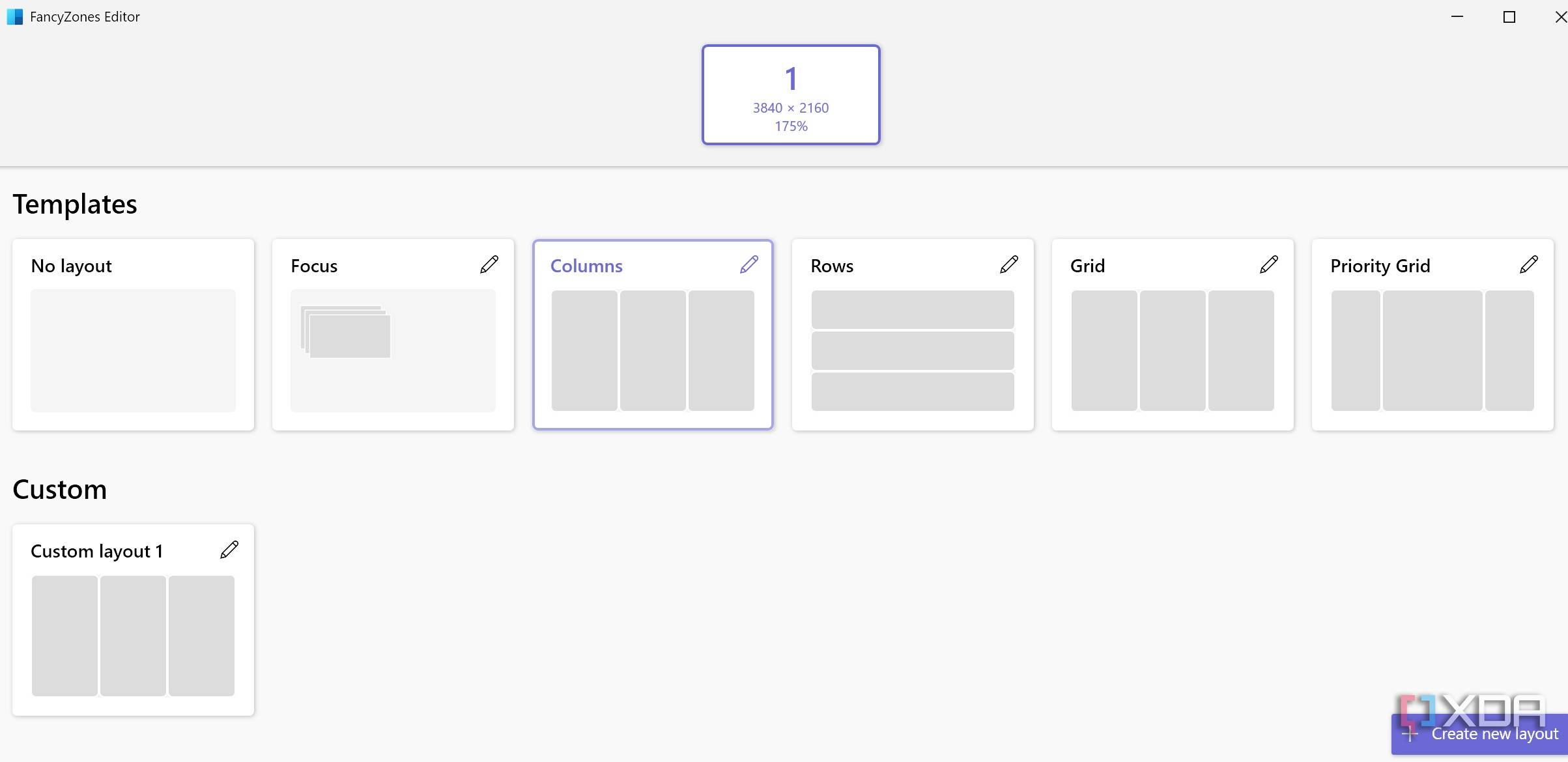 layout presents in FancyZone