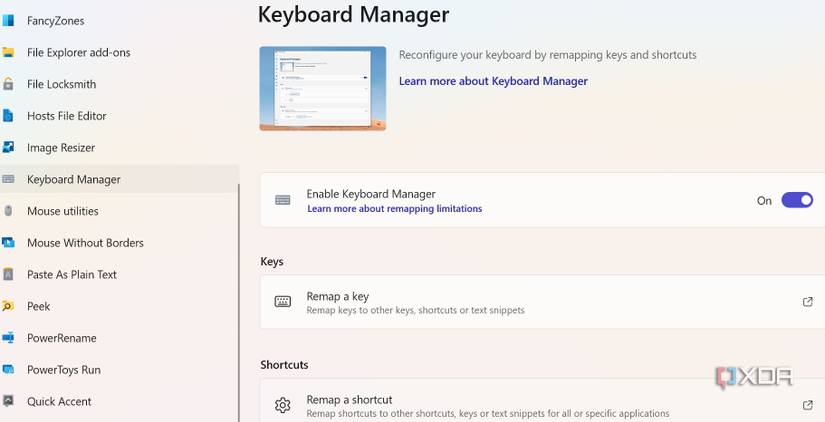 Keyboard manager in PowerToys