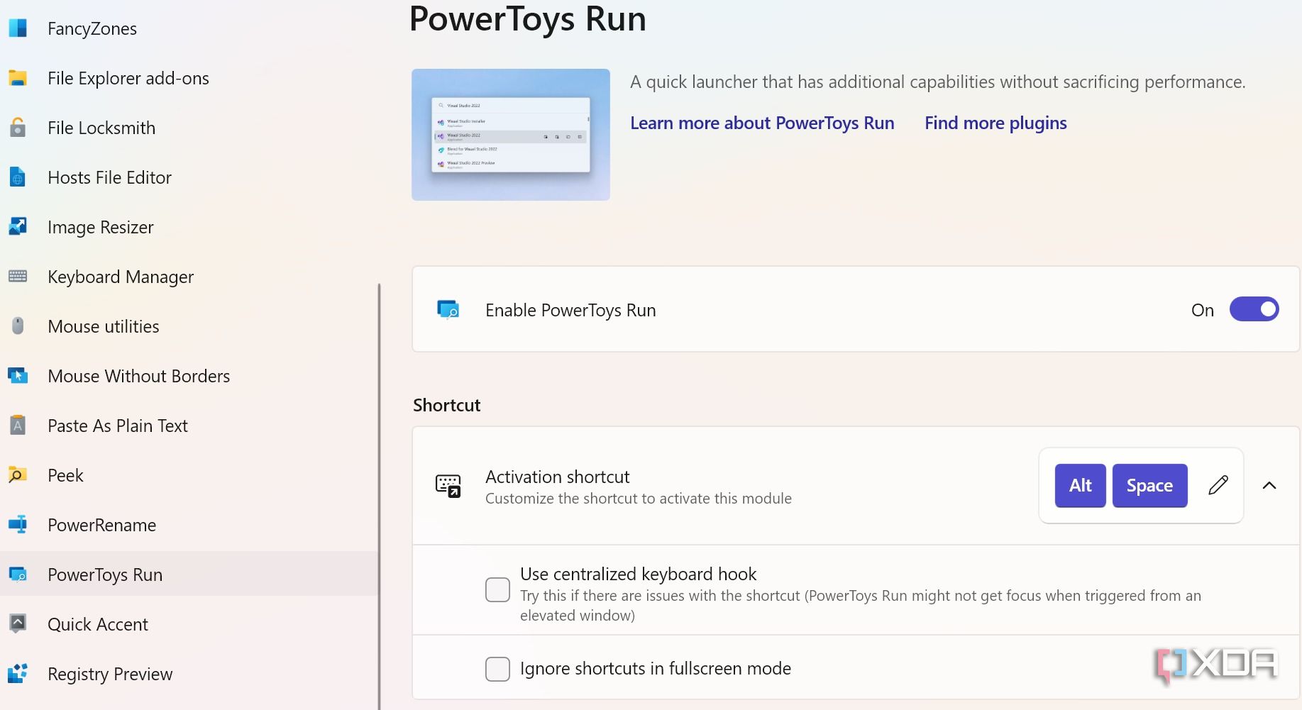 PowerToys Run menu 
