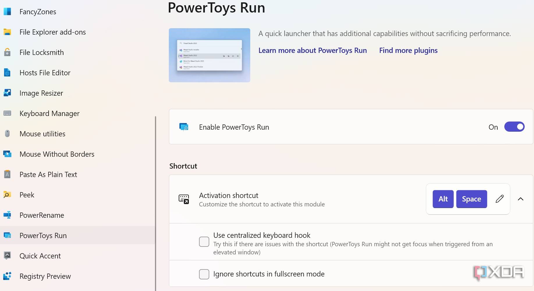 PowerToys Run menu