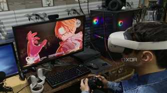 A person playing Scarlet Nexus on the Quest 2 using UEVR