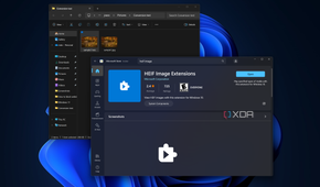 Screenshot of Windows 11 showing the HEIF Image Extensions app on the Microsoft Store