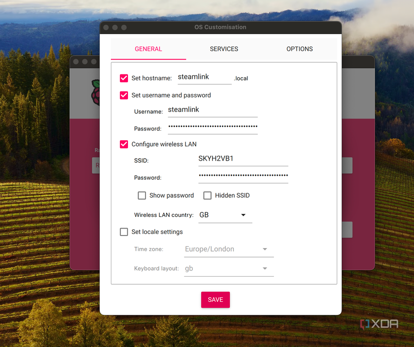 Screenshot of the general settings tab of the Raspberry Pi Imager.