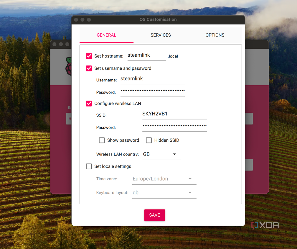 Screenshot of the general settings tab of the Raspberry Pi Imager.