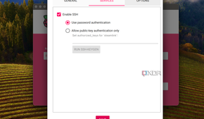 Screenshot of the services tab of the Raspberry Pi Imager.