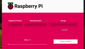Screenshot of the writing phase of the raspberry pi imager.