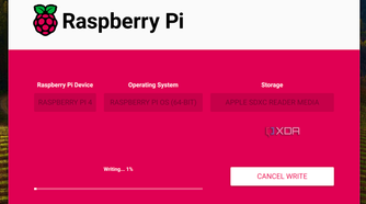 Screenshot of the writing phase of the raspberry pi imager.