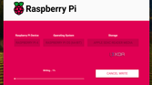 Screenshot of the writing phase of the raspberry pi imager.