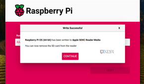 Screenshot of the completed phase of the Raspberry Pi Imager.