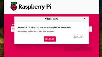 Screenshot of the completed phase of the Raspberry Pi Imager.