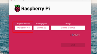 Screenshot of the model select of the Raspberry Pi 3.