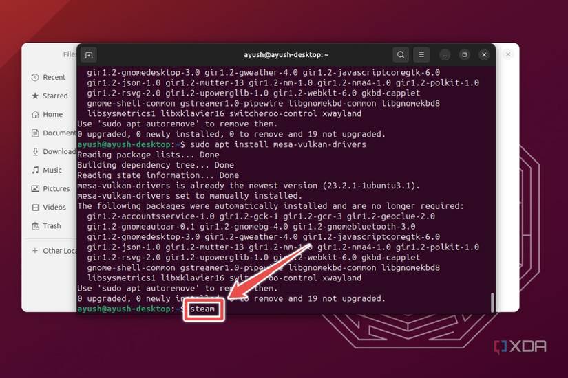 The command used to open Steam in Ubuntu