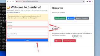 The procedure to set the log-in credentials for Sunshine's web UI