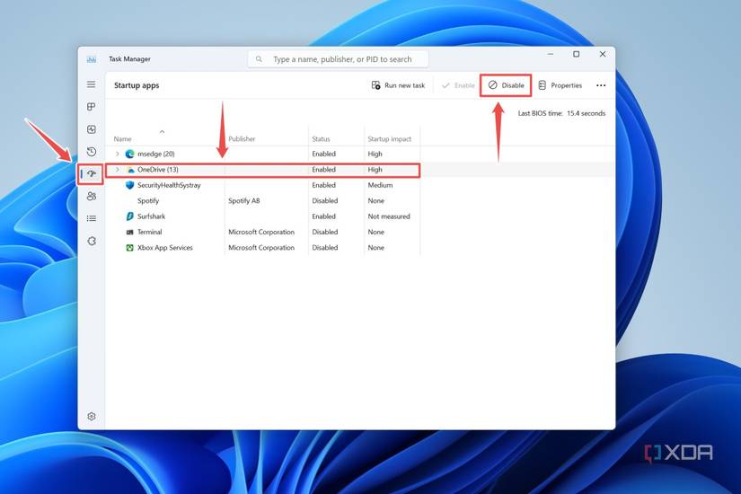 The procedure to disable Startup apps using Task Manager on Windows 11