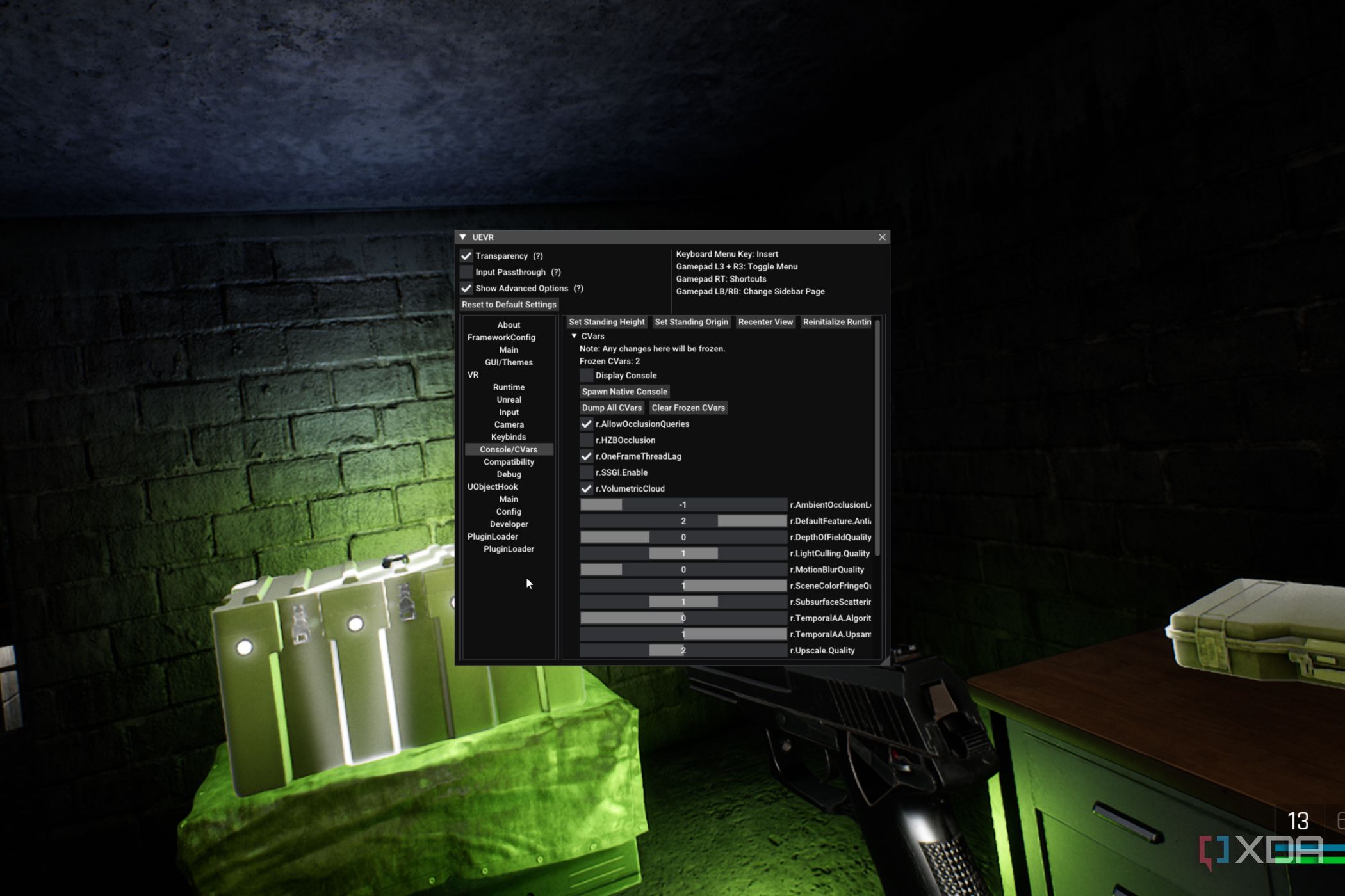 The UEVR Injector menu in Trepang2