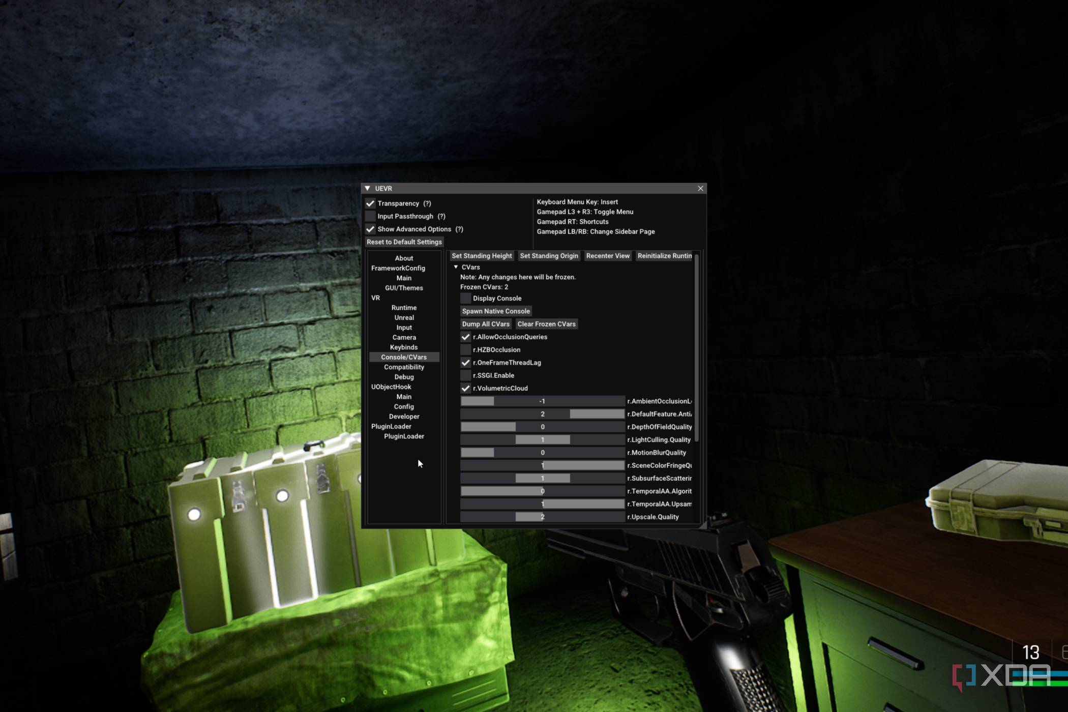 The UEVR Injector menu in Trepang2