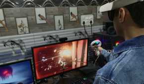 A person playing Trepang2 on the Meta Quest 2 via UEVR
