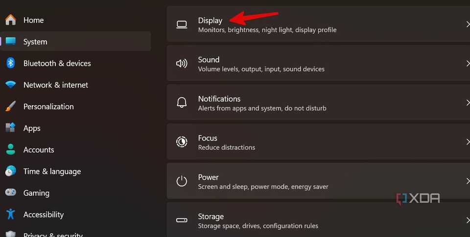 open display menu on Windows