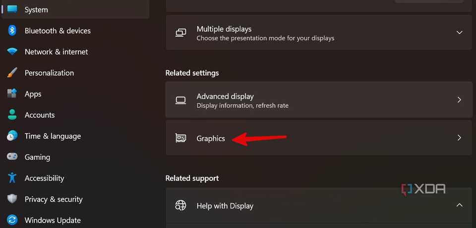 open graphics menu on Windows