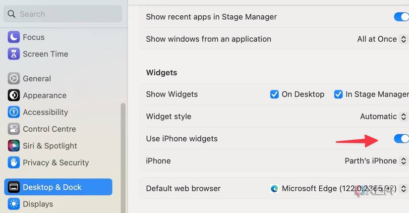 enable iPhone widgets on Mac