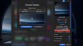 Windows 11 screenshot that highlights the Displays tab settings within the Wallpaper Engine app.