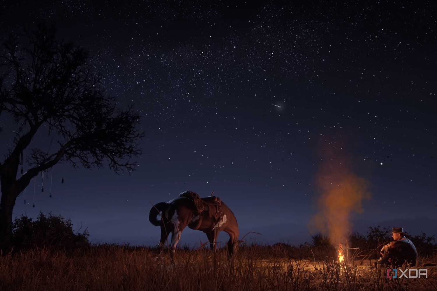 Windows 11 screenshot that shows a Red Dead Redemption 2 Wallpaper with Arthur and his horse in the forefront.