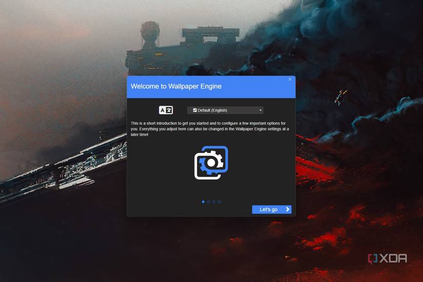 Windows 11 screenshot that shows a setup wizard window for the Wallpaper Engine app.