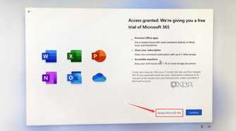 The Microsoft 365 ad pitch inside the Windows 11 ARM64 installer