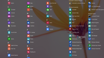 Windows 8.1 Start menu all apps list