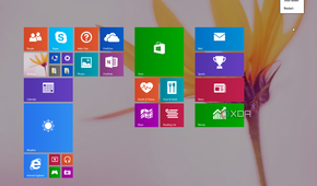 Windows 8.1 Start menu with the power menu open