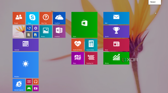 Windows 8.1 Start menu with the power menu open