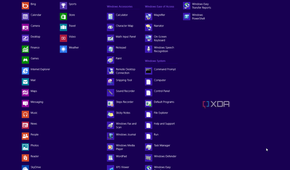 Windows 8 Start menu showing the All apps list