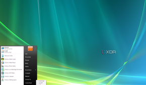 Windows Vista Start menu showing the power options menu