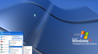 Windows XP Start menu with the All Programs menu expanded to show installed games